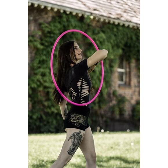 MOON GODDESS - LARGE - Junior/Women's Cut and Weaved Charcoal Grey Leotard, Fun - Picture 8 of 10